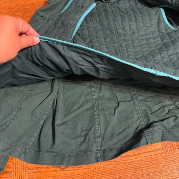 Vintage GAP Faux Fur Collar Belted Utility Style Coat in Green Sz L Y2K Outdoor - Picture 12 of 16